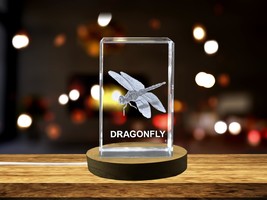 LED Base included | Mesmerizing 3D Engraved Crystal of a Graceful Dragonfly - £31.96 GBP+