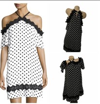 CeCe Equator Dot Lace Trim Halter Dress in BLACK Reg $139 New NWT - $274.31 MXN