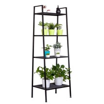 Widen Bookshelf Black 4 Tiers Display Rack Ladder Bookcase Plant Stand I... - $53.38