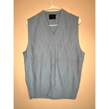 1970s Richman Brothers Dusty Light Blue Argyle Grandpa Sweater Vest L - £25.09 GBP