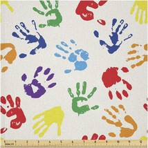 Rainbow Handprints Microfiber Fabric - Vibrant Arts &amp; Texti - $111.86