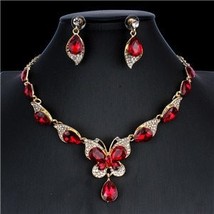 jiayijiaduo Bridal Wedding Jewelry Set / Crystal Butterfly Necklace Earring Set  - £25.37 GBP