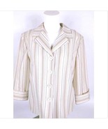Dressbarn Women&#39;s Suit Coat Medium Lined Long Sleeve Ivory Striped - $28.52 CAD