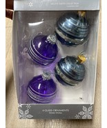 Jaclyn Smith Glass Christmas Ornaments Snowflakes Purple &amp; Blue Rush - $371.66 MXN