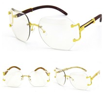 Oversized Vintage Retro Style Clear Lens Sun Glasses Rimless Gold Fashion Frame - £14.81 GBP+