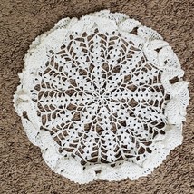 Vintage Hand Crochet White Doily Raised Flowers 11 Inch - £10.64 GBP