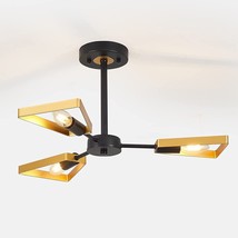 Black Modern Ceiling Light Fixture Pendant Sputnik Chandelier Gold Foyer Metal 3 - £49.35 GBP
