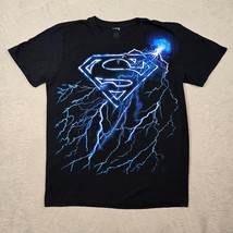 Superman Blue Lightning Shirt Mens Size Medium DC Comics Black Superhero... - $14.94