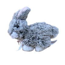 Hug Fun Bunny Grey with Bow 6&quot; Plush Easter Stuffed Animal Gray Polk Dot... - £7.75 GBP