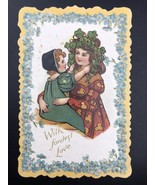 Valentine’s Day Card Antique Victorian Embossed Die cut - $15.95