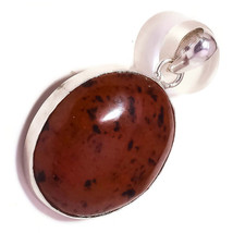 Mahogany Obsidian Cabochon Oval Gemstone 925 Silver Overlay Handmade Pendant - £7.15 GBP