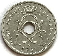 1931 Belgium 5 Centimes Star Coin Key Date Condition AU / Uncirculated - £25.54 GBP