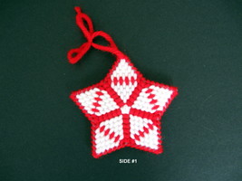 Plastic Canvas Star Tree Ornament - Handcrafted Holiday Ornament - Gift Tag Star - £7.83 GBP