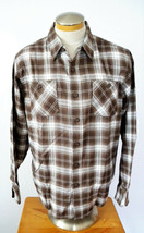 Wrangler Plaid Brown and White Long Sleeve Button- Up Shirt Mens Size Large - £12.41 GBP