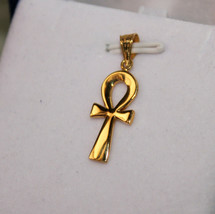 Ägyptischer Schmuck Handarbeit Ankh Kreuz Lebensschlüssel 18K Gelbgold Anhäng... - £175.98 GBP