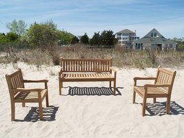 Windsor&#39;s Grade A Teak 3 Pc Outdoor Set, One 59&quot; 3 Seater Bench &amp; 2 Arm ... - $1,950.00