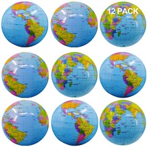 Inflatable Beach Balls Bulk Jumbo 16&quot; World Globe Pool Toys Balls For Po... - $37.99