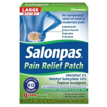 Salonpas Pain Relief Patch 12-Hour Mild to Moderate Pain Relief 9 Large PatcheS. - £23.73 GBP