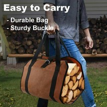 Firewood Log Carrier Bag Sturdy Heavy Duty Waxed Canvas Log Tote Bags Wa... - $31.99