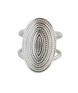 Boho Oval Statement Ring - 304 Stainless Steel - Adjustable Silver Tone - $12.00