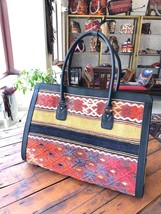 kilim travel bag,Vintage Leather kilim bags,women&#39;s bag travel bags, Duffel Bags - £361.67 GBP