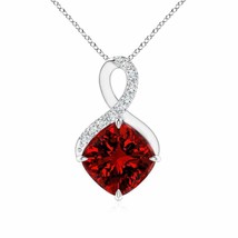 ANGARA Lab-Grown Ruby Infinity Pendant with Lab Diamond in Silver (8mm,2.6Ct) - £651.61 GBP