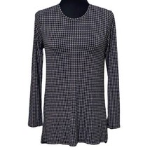 J Jill Wearever Collection Stretch Tunic Top Black White Check Size XS - $22.99