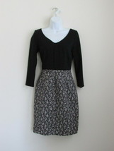 NWT PIAZZA SEMPIONE Black Multi Wool V Neck Tweed Print Dress 40/6 - $193.99