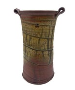 Brown Vase Studio Art Earth Tones Red Tan Signed 12&quot; Western Pottery Clay - £109.98 GBP