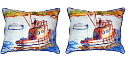 Pair of Betsy Drake Rusty Boat Large Indoor Outdoor Pillows 16x20 - £71.21 GBP