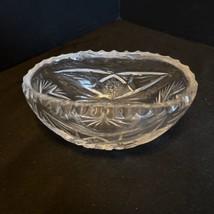 Vintage Lead Crystal Small Oval Bowl, Star of David design and Sawtooth ... - £15.92 GBP