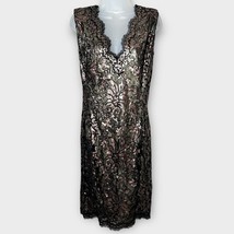 TADASHI SHOJI black &amp; copper sequin sheath dress size 8 cocktail party formal - £49.68 GBP