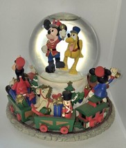 Disney Mickey Donald Pluto Goofy Minnie Christmas train music box snow g... - £36.74 GBP