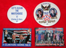 4 BILL CLINTON Al Gore 1992 Presidential Campaign &amp; Inauguration Pinback Buttons - £15.56 GBP
