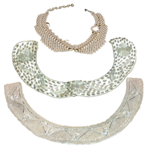 Beaded Faux Pearl Collars Clip On Retro 50&#39;s 60&#39;s VTG 2 Piece Set Antique - £39.30 GBP