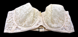 Warners Bra Strapless Size 34 B 35 Vintage White Lace USA Made Pretty 1960s - £73.15 GBP