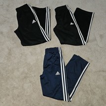 3 Adidas Athletic Pants Lot Youth Boys Medium 10/12 Black White Navy Blue - £29.72 GBP