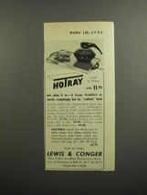 1952 Lewis &amp; Conger Salton Hotray Ad - just plug it in - it keeps breakfast hot  - £14.86 GBP