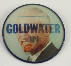 Vintage Metal Pinback Button Vari-Vue 3&quot; Color POLITICAL Goldwater In 1964 - $17.84