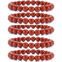 Wholesale Lot 5Pc Red Jasper Bracelets - Natural Gemstone Beads - £35.22 GBP