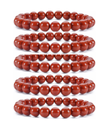 Wholesale Lot 5Pc Red Jasper Bracelets - Natural Gemstone Beads - £35.68 GBP