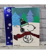 Hallmark Peanuts Christmas Card Snoopy Fold-Out Charlie Brown Glitter Sc... - £4.70 GBP