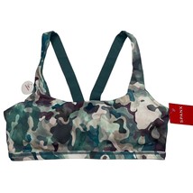 Spanx Sports Bra Green Pink Camo Printed Low Impact Comfort Quick Dry 50198 - £23.58 GBP