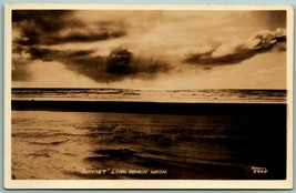 RPPC Sunset on the Waves Long Beach Washington WA Postcard UNP H3 - £4.08 GBP