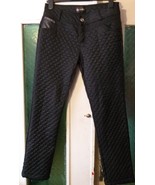 TSEGA Quilted Padded Pants Trousers Silver Logo Marcasite Faux Leather P... - £53.07 GBP