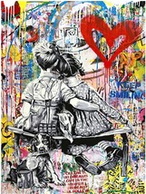 Banksy: Cuddles On The Bench - Wrapped Canvas Print - £167.86 GBP