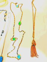 Lot 8 Necklaces Vintag Costume Faux Pearl Stones Tassle  Some Long Lengt... - $24.99