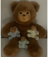Vintage Dandee 15&quot; Rubber Face Brown Teddy Bear Plush Mom 3 Cubs Stuffed... - $67.87 CAD