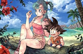 Bulma &amp; Kid Goku Poster Canvas | Framed | Painting | Dragon Ball | NEW |... - £15.92 GBP