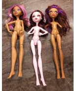 Lot 3 Monster High Dolls Clawdeen Wolf Draculaura Nude TLC - $658.58 MXN